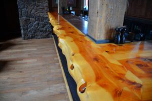 Image showing live edge wood slab countertop