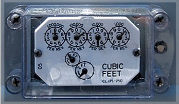 Image of natural gas analog meter dial